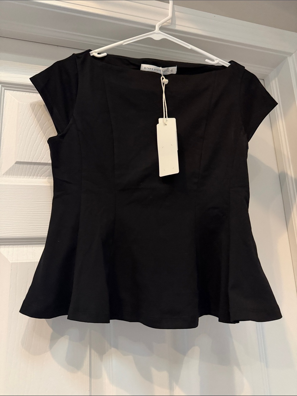 Altar'd State Black Cap Sleeve Peplum Top